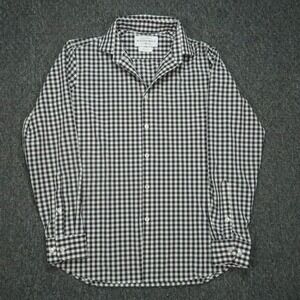 Mizzen Main Shirt Men Large Black White Gingham Trim Fit Performance Long Sleeve